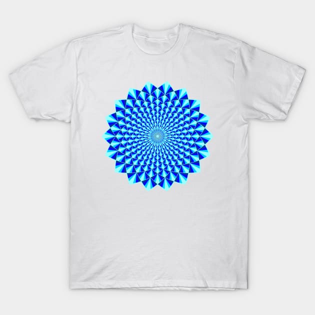 Blue Mandala with 3D Effect T-Shirt by MandalaSoul